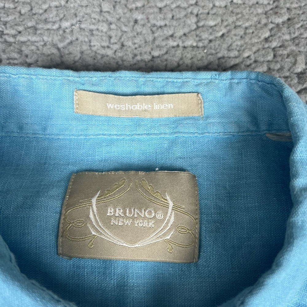 Bruno New York Linen Shirt Mens Extra Large Short Sleeve Button Up Blue Casual - Picture 3 of 8